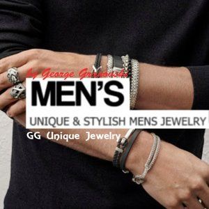 Men's Jewelry Ring Necklace Bracelet Silver Stone